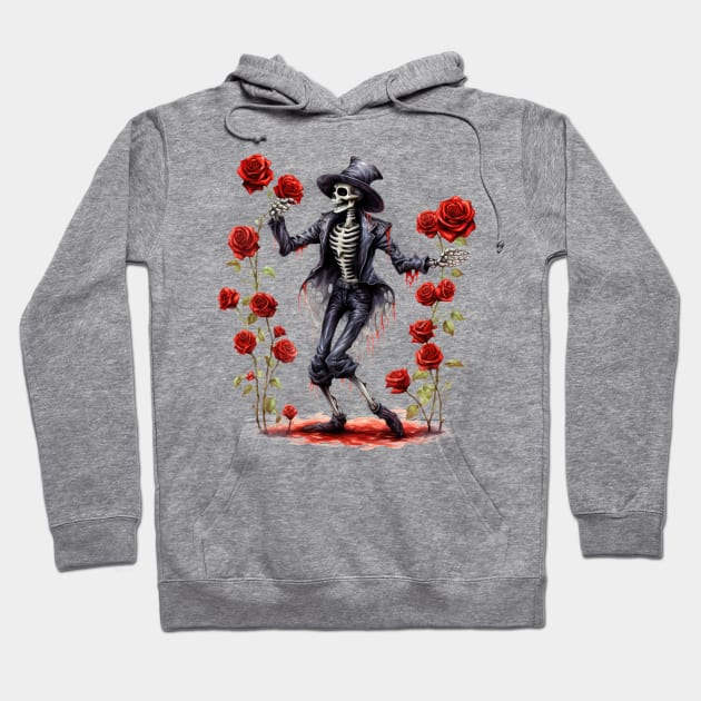 Gothic Roses Skeleton Dance Hoodie by Chromatic Fusion Studio